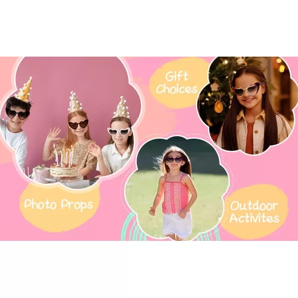 FEISEDY 2 Pack Vintage Kids Heart Sunglasses Girls Toddler De Sol Gafas Beach Party Holiday Sun Glasses Age 310 B2903Redpink