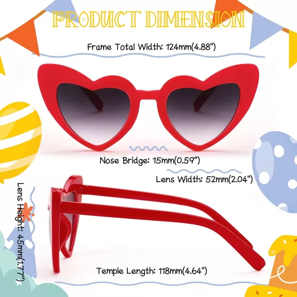 FEISEDY 2 Pack Vintage Kids Heart Sunglasses Girls Toddler De Sol Gafas Beach Party Holiday Sun Glasses Age 310 B2903Redpink