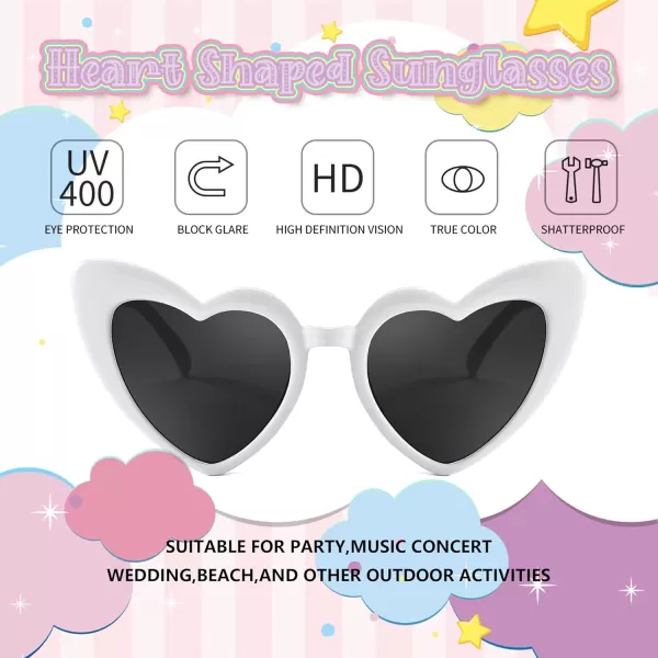 FEISEDY 2 Pack Vintage Kids Heart Sunglasses Girls Toddler De Sol Gafas Beach Party Holiday Sun Glasses Age 310 B2903White