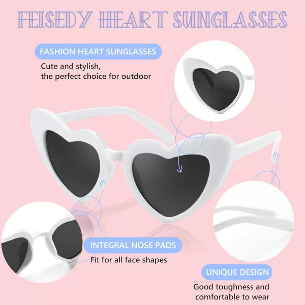 FEISEDY 2 Pack Vintage Kids Heart Sunglasses Girls Toddler De Sol Gafas Beach Party Holiday Sun Glasses Age 310 B2903White