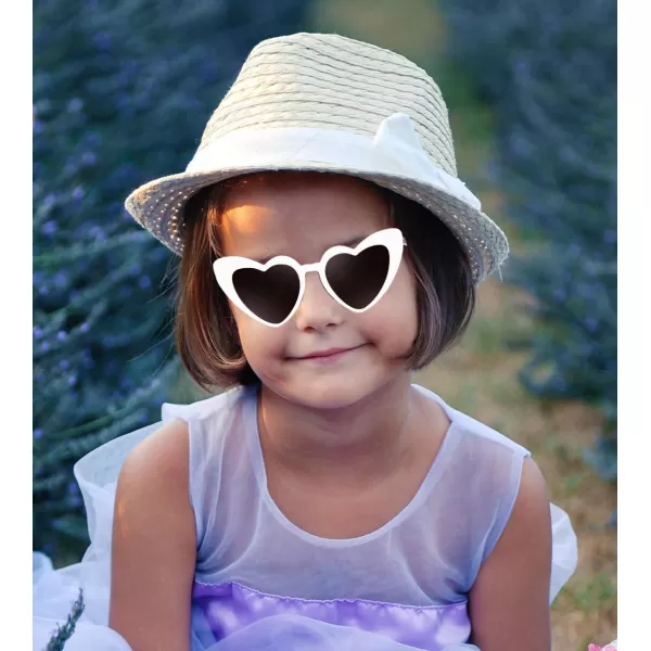 FEISEDY 2 Pack Vintage Kids Heart Sunglasses Girls Toddler De Sol Gafas Beach Party Holiday Sun Glasses Age 310 B2903White