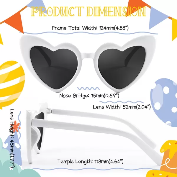 FEISEDY 2 Pack Vintage Kids Heart Sunglasses Girls Toddler De Sol Gafas Beach Party Holiday Sun Glasses Age 310 B2903White