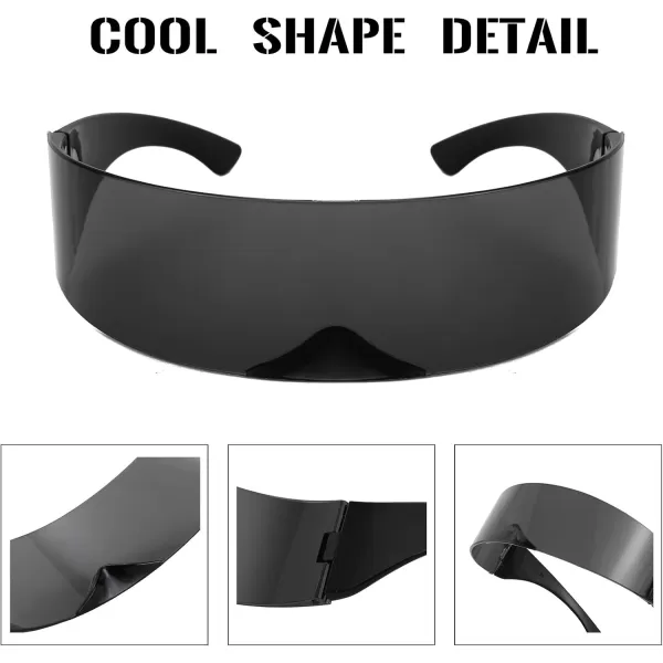 FEISEDY 80s Futuristic Cyclops Cyber Visor Sunglasses Men Women Punk Style Cosplay B2740Black