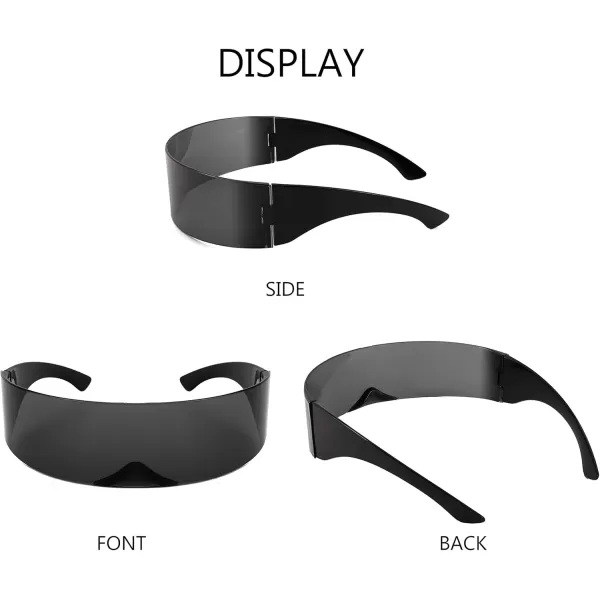 FEISEDY 80s Futuristic Cyclops Cyber Visor Sunglasses Men Women Punk Style Cosplay B2740Black