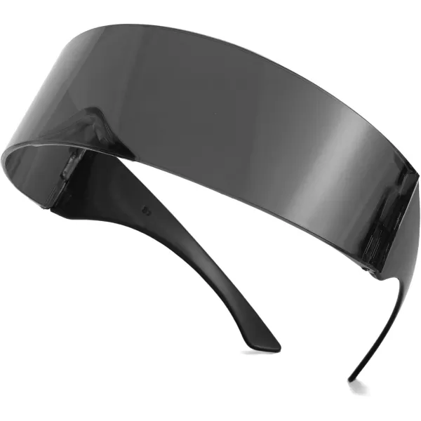 FEISEDY 80s Futuristic Cyclops Cyber Visor Sunglasses Men Women Punk Style Cosplay B2740Black
