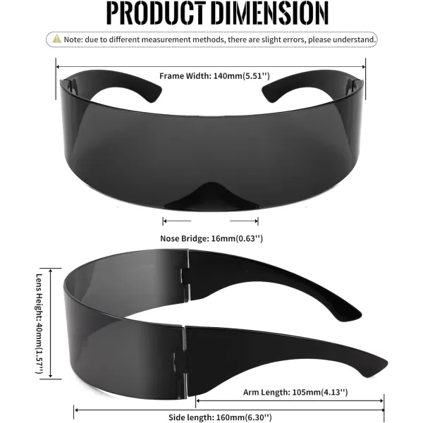 FEISEDY 80s Futuristic Cyclops Cyber Visor Sunglasses Men Women Punk Style Cosplay B2740Black