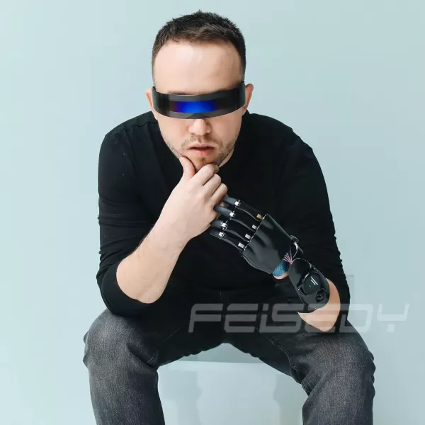 FEISEDY 80s Futuristic Cyclops Cyber Visor Sunglasses Men Women Punk Style Cosplay B2740Black  Blue Mirror Stripe