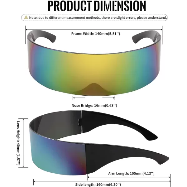 FEISEDY 80s Futuristic Cyclops Cyber Visor Sunglasses Men Women Punk Style Cosplay B2740Colourful