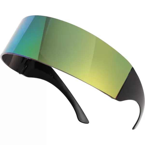 FEISEDY 80s Futuristic Cyclops Cyber Visor Sunglasses Men Women Punk Style Cosplay B2740Colourful