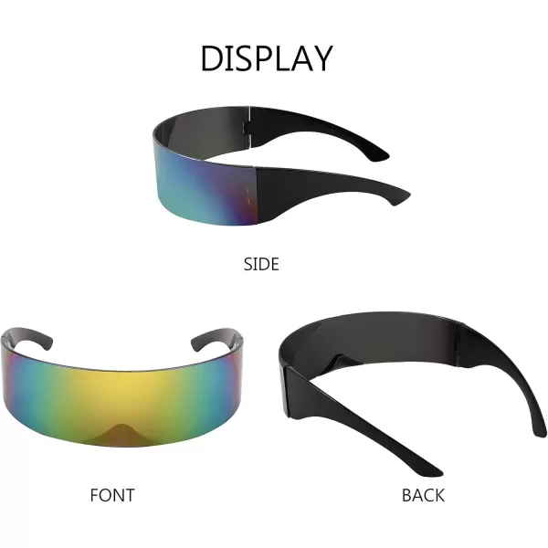 FEISEDY 80s Futuristic Cyclops Cyber Visor Sunglasses Men Women Punk Style Cosplay B2740Colourful