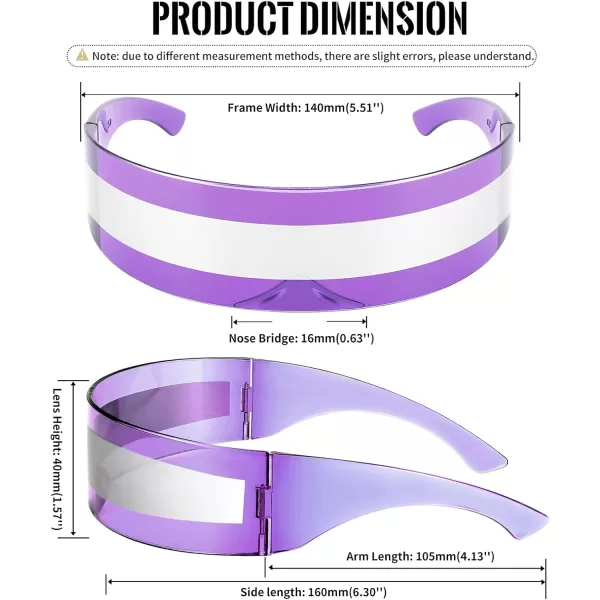 FEISEDY 80s Futuristic Cyclops Cyber Visor Sunglasses Men Women Punk Style Cosplay B2740Purple  Silver Stripe