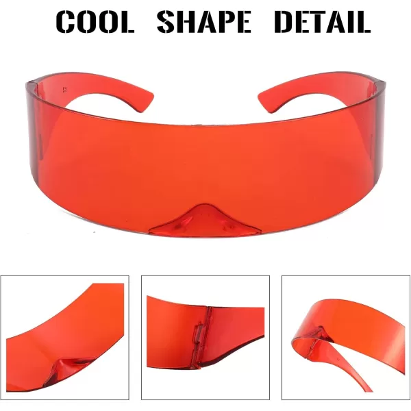 FEISEDY 80s Futuristic Cyclops Cyber Visor Sunglasses Men Women Punk Style Cosplay B2740Red