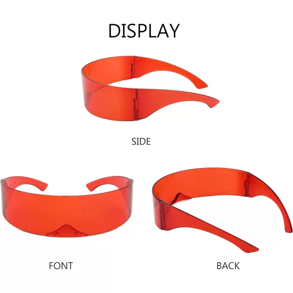 FEISEDY 80s Futuristic Cyclops Cyber Visor Sunglasses Men Women Punk Style Cosplay B2740Red