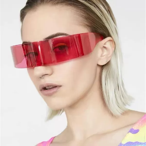 FEISEDY 80s Futuristic Cyclops Cyber Visor Sunglasses Men Women Punk Style Cosplay B2740Red