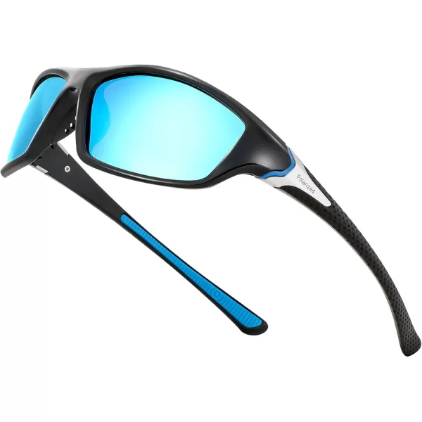 FEISEDY Classic Men Polarized Sports Sunglasses Night Driving Yellow Lenses Cycling Fishing Driving Glasses B2674Black FrameBlue Lens