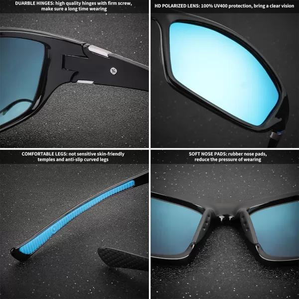 FEISEDY Classic Men Polarized Sports Sunglasses Night Driving Yellow Lenses Cycling Fishing Driving Glasses B2674Black FrameBlue Lens