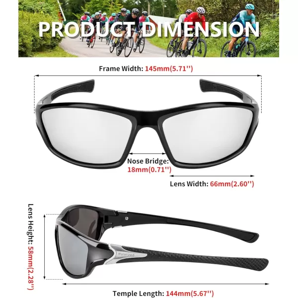FEISEDY Classic Men Polarized Sports Sunglasses Night Driving Yellow Lenses Cycling Fishing Driving Glasses B2674Black FrameWhite Mirrored Lens