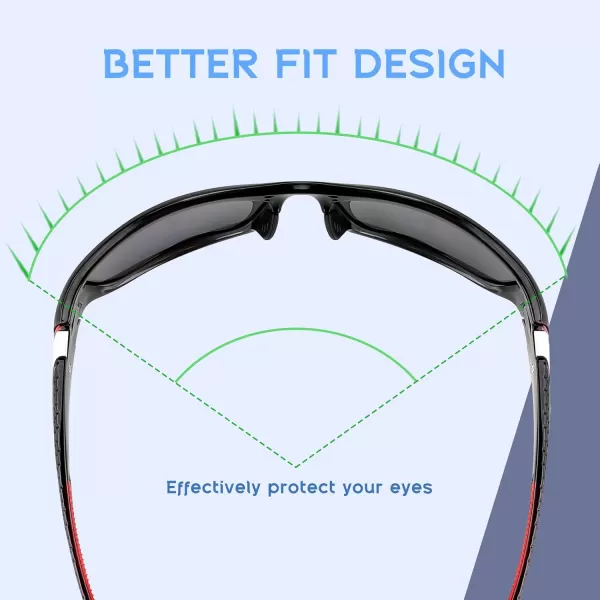 FEISEDY Classic Men Polarized Sports Sunglasses Night Driving Yellow Lenses Cycling Fishing Driving Glasses B2674Black Red FrameGrey Lens