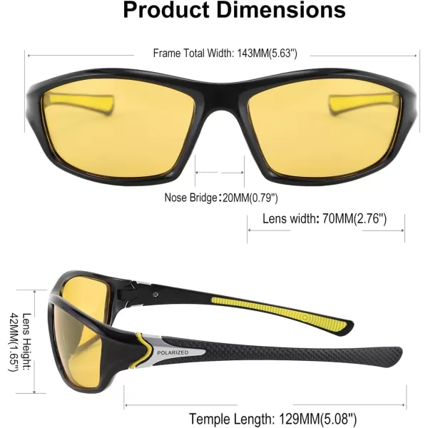FEISEDY Classic Men Polarized Sports Sunglasses Night Driving Yellow Lenses Cycling Fishing Driving Glasses B2674Black Red FrameRed Mirrored Lens