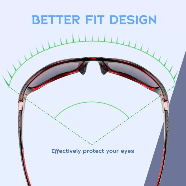 FEISEDY Classic Men Polarized Sports Sunglasses Night Driving Yellow Lenses Cycling Fishing Driving Glasses B2674Black Red FrameRed Mirrored Lens