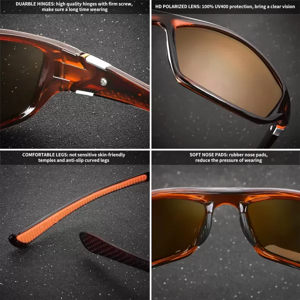 FEISEDY Classic Men Polarized Sports Sunglasses Night Driving Yellow Lenses Cycling Fishing Driving Glasses B2674Brown
