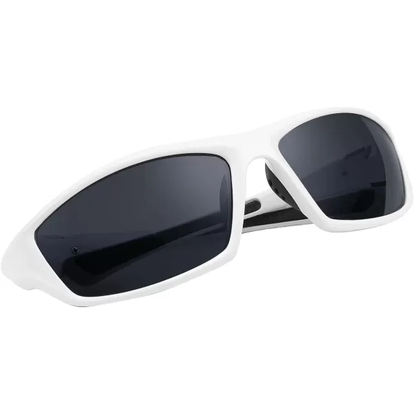 FEISEDY Classic Men Polarized Sports Sunglasses Night Driving Yellow Lenses Cycling Fishing Driving Glasses B2674White FrameGrey Lens