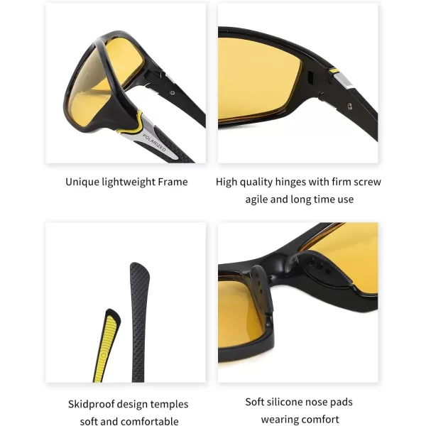 FEISEDY Classic Men Polarized Sports Sunglasses Night Driving Yellow Lenses Cycling Fishing Driving Glasses B2674Yellow