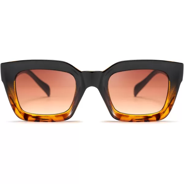FEISEDY Classic Women Sunglasses Fashion Thick Square Sun Glasses Chunky Frame UV400 B2471Blackleopard