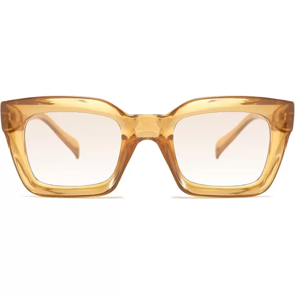 FEISEDY Classic Women Sunglasses Fashion Thick Square Sun Glasses Chunky Frame UV400 B2471Champagne