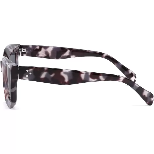 FEISEDY Classic Women Sunglasses Fashion Thick Square Sun Glasses Chunky Frame UV400 B2471Cream Grey Leopard