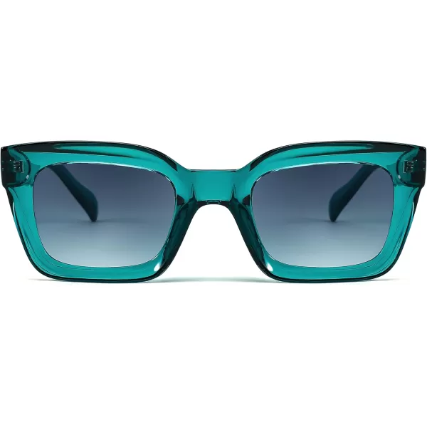 FEISEDY Classic Women Sunglasses Fashion Thick Square Sun Glasses Chunky Frame UV400 B2471Transparent Turquoise