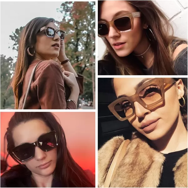 FEISEDY Classic Women Sunglasses Fashion Thick Square Sun Glasses Chunky Frame UV400 B2471Transparent Turquoise
