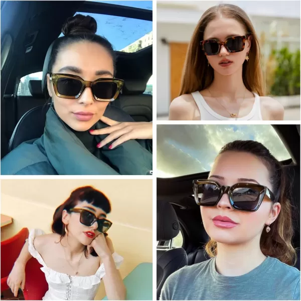 FEISEDY Classic Women Sunglasses Fashion Thick Square Sun Glasses Chunky Frame UV400 B2471White