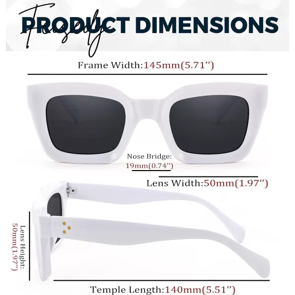 FEISEDY Classic Women Sunglasses Fashion Thick Square Sun Glasses Chunky Frame UV400 B2471White