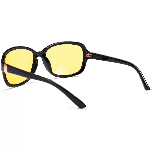 FEISEDY Classic Womens Night Glasses Driving Anti Glare Wrap Around Yellow Sunglasses B2548Black