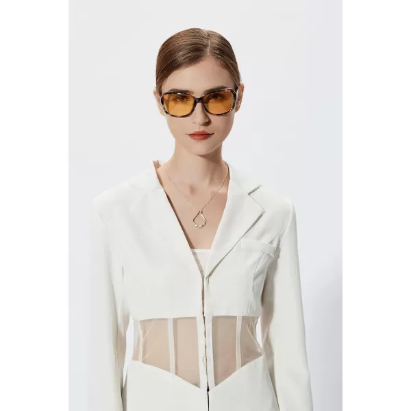 FEISEDY Classic Womens Night Glasses Driving Anti Glare Wrap Around Yellow Sunglasses B2548Floral