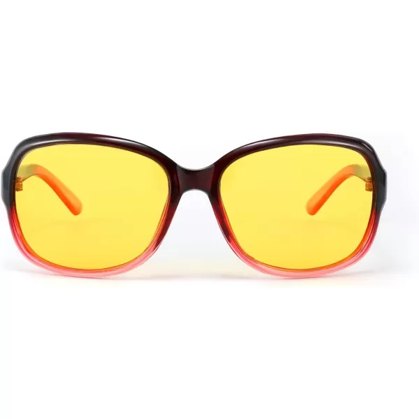 FEISEDY Classic Womens Night Glasses Driving Anti Glare Wrap Around Yellow Sunglasses B2548Red Wine