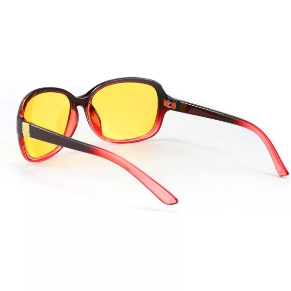 FEISEDY Classic Womens Night Glasses Driving Anti Glare Wrap Around Yellow Sunglasses B2548Red Wine