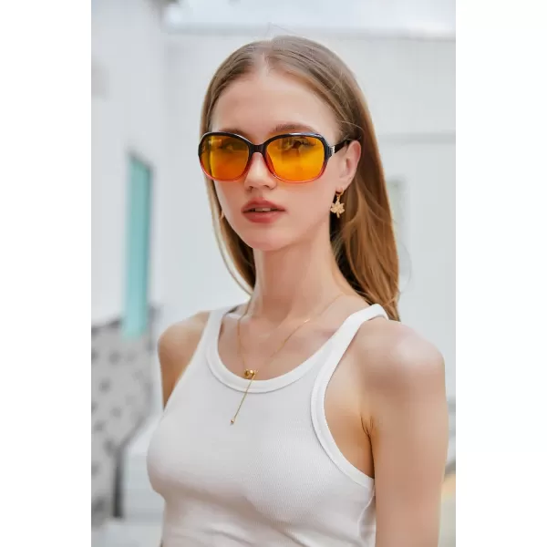 FEISEDY Classic Womens Night Glasses Driving Anti Glare Wrap Around Yellow Sunglasses B2548Red Wine