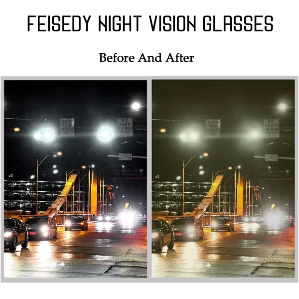 FEISEDY Classic Womens Night Glasses Driving Anti Glare Wrap Around Yellow Sunglasses B2548White