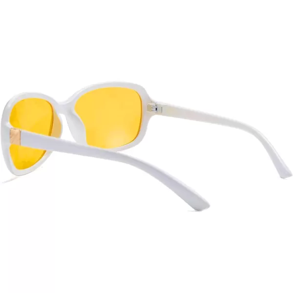 FEISEDY Classic Womens Night Glasses Driving Anti Glare Wrap Around Yellow Sunglasses B2548White