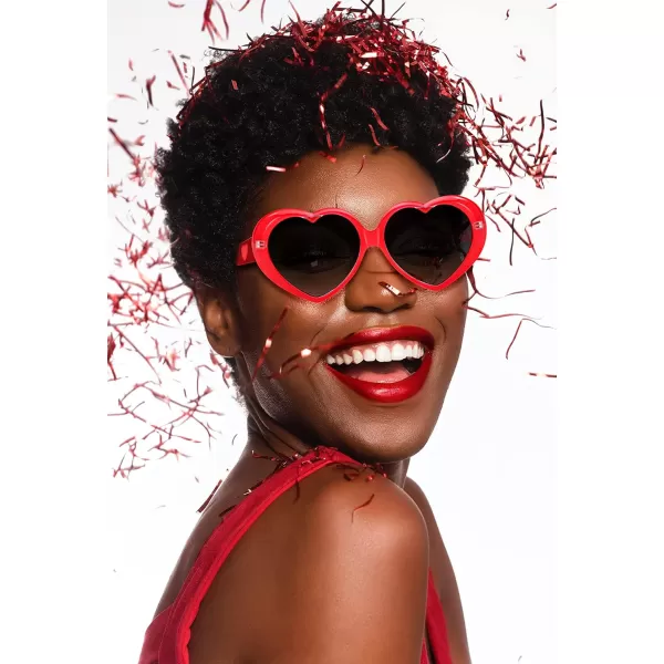 FEISEDY Love Heart Shaped Sunglasses for Women Fashion Cute Style Retro Glasses B2341002 Red  Gradient Grey Lens