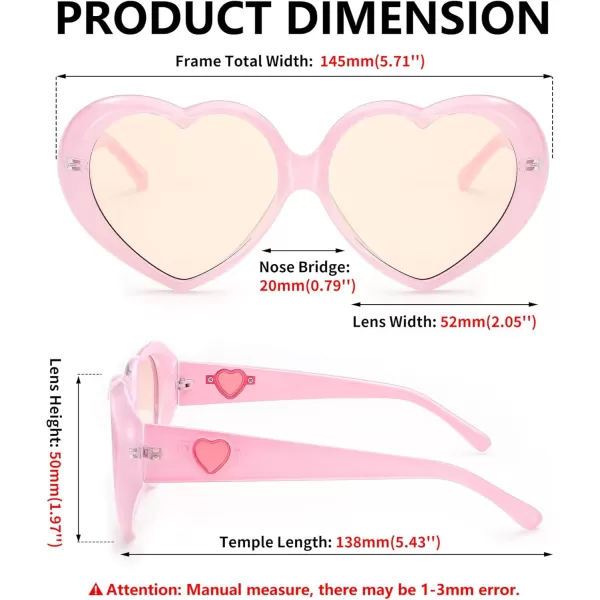 FEISEDY Love Heart Shaped Sunglasses for Women Fashion Cute Style Retro Glasses B2341003 Pink  Gradient Tea Lens
