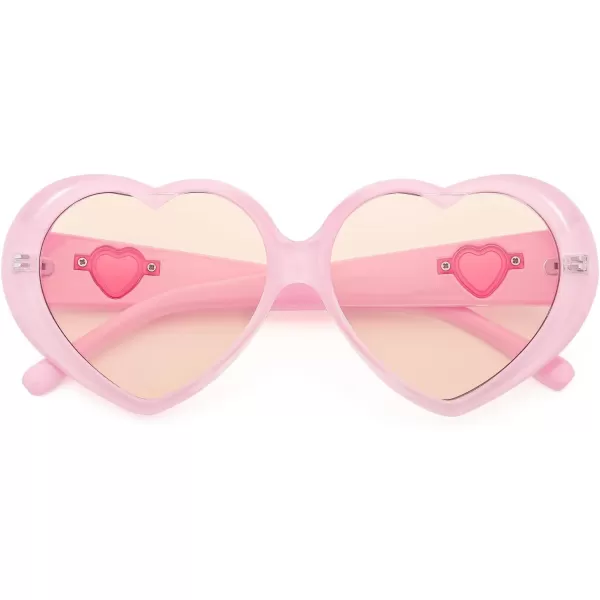 FEISEDY Love Heart Shaped Sunglasses for Women Fashion Cute Style Retro Glasses B2341003 Pink  Gradient Tea Lens