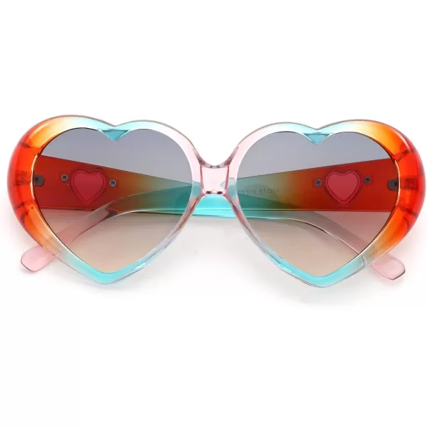 FEISEDY Love Heart Shaped Sunglasses for Women Fashion Cute Style Retro Glasses B2341004 Blue Gradient Green Lens