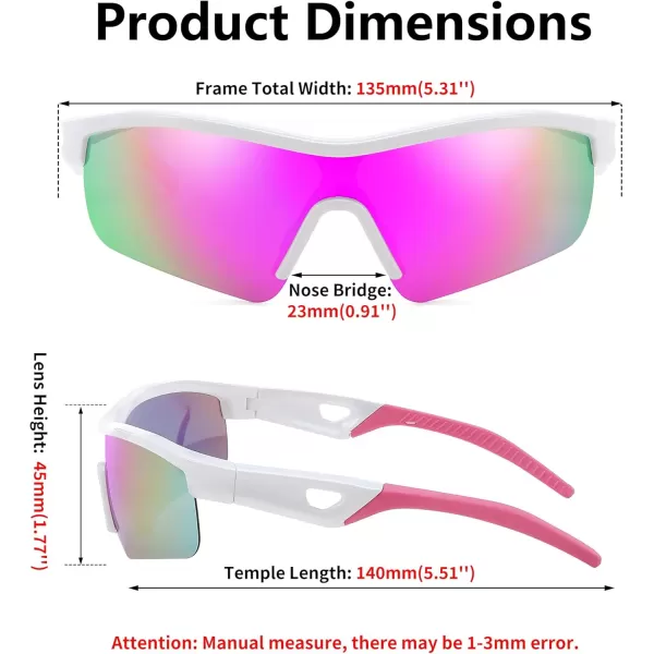 FEISEDY Men Sunglasses Polarized Cycling Sunglasses UV400 Sports Baseball Running Fishing Hiking Shades B2372005 White Frame  Pink Mirror