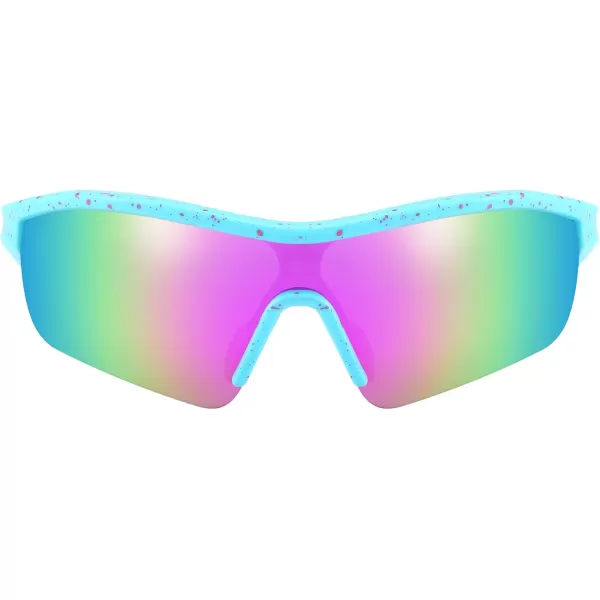 FEISEDY Men Sunglasses Polarized Cycling Sunglasses UV400 Sports Baseball Running Fishing Hiking Shades B2372006 Blue Red Frame  Purple Mirror