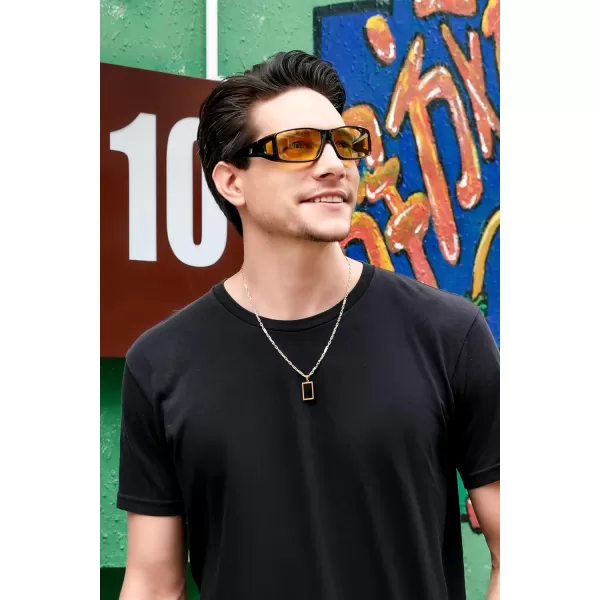 FEISEDY Men Women Night Driving Glasses Fit over Glasses AntiGlare Polarized Wrap Yellow Sunglasses Over Glasses B2593