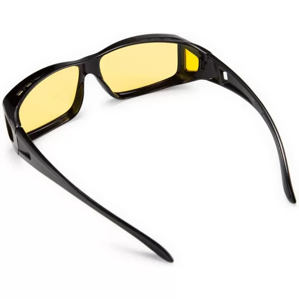 FEISEDY Men Women Night Driving Glasses Fit over Glasses AntiGlare Polarized Wrap Yellow Sunglasses Over Glasses B2593