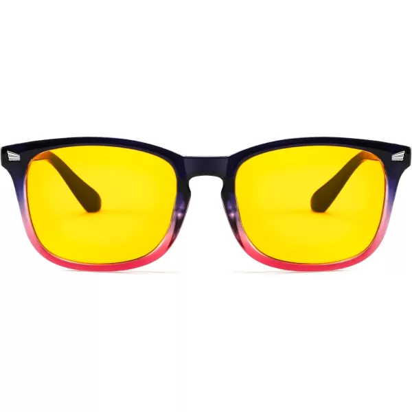 FEISEDY Night Vision Driving Glasses Yellow Lens Reduce Glare Safety Driving Sunglasses B0089Blue Pink Frame
